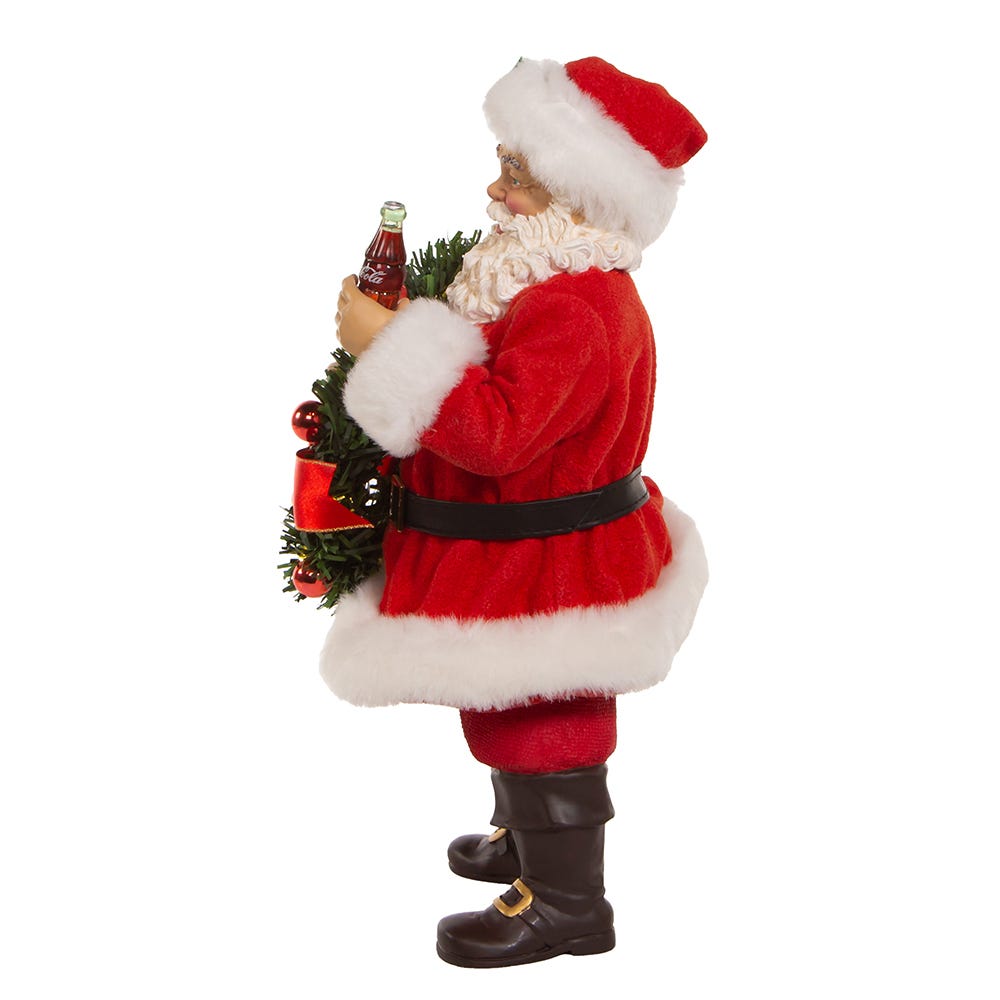 Kurt Adler 10.5-Inch Fabriché™ Coca-Cola® Battery Operated Santa With Lighted Wreath